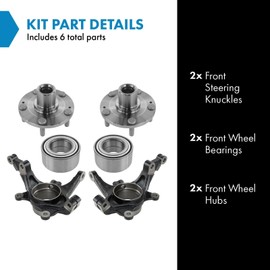 TRQ Front Drivetrain Kit Steering Knuckle Wheel Bearing Wheel Hub Compatible with 2010 Kia Sportage