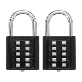 MECCANIXITY Combination Padlock, 10-Digit Push Button Padlock 5-Position Locking Mechanism Security Combination Lock for Locker Gym Sports Locker Cabinet Toolbox (Black, Pack of 2)