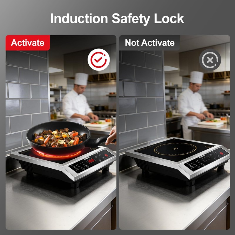 Portable Induction Cooktop, 2500W Commercial Countertop Single Burner