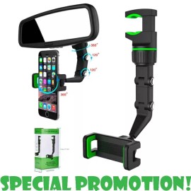 Unbranded 360° Car Rearview Mirror Rotation Adjustable Phone Holder Mount Multifunction