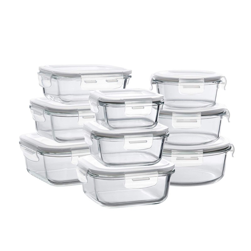 Bayco Glass Storage Containers with Lids, 9 Sets, Meal Prep