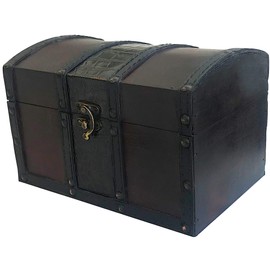 MAXFLO Handcrafted Wooden Treasure Chest Decorative Storage Box with Lock for Home Decor