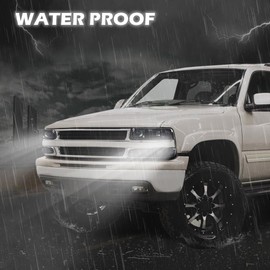 PIT66 Headlight Assembly Compatible with 1999-2002 Chevy Silverado 1500 2500 3500/Fit for 2000-2006 Suburban 1500 2500 Tahoe，Smoky lens Black Housing Clear Reflector，GM2521173 15199559