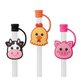 Swig Straw Toppers Set, 3 Reusable Straws with 3 Silicone Straw Covers, Cover Cap with Customizable Length, Compatible with 40oz Tumblers, Tumbler Accessories (Farm)