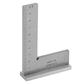 Try Square 100 x 70 mm, 90° Metal Carpenter's Square with Protractor Base and Scale DIN 875, for Engineer, Carpenter, Machine, Laboratory, Woodworking, Workshop, Metal Construction