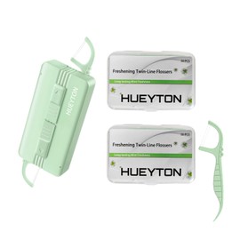 Portable Travel Dental Floss Case, Reusable Floss Dispenser Mint Flavor Fresh Floss Picks Strong Cleaning Dental Floss Perfect for Dinners,Dating,Travel (Mint Green)