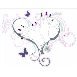Beauticom Pre-Cut Reusable Nail Design with Heart Artwork Decor Wall Sticker Decal 15"X23"