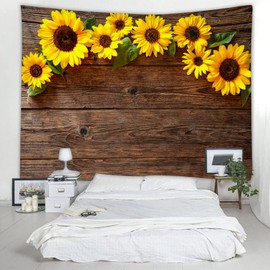 LYFANS Room Decor Aesthetic Tapestry for Bedroom and Laundry,Sunflower Flower Tapestries for Teen Girl Baby Shower Decorations Bathroom, 3D Print Brown Outdoor Garden Soft Fabric Art Wall Covering