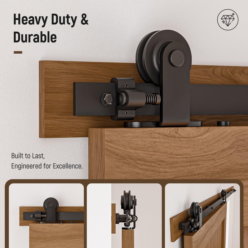 CCJH 6.6FT Sliding Barn Door Hardware Kit, Heavy Duty, Smoothly