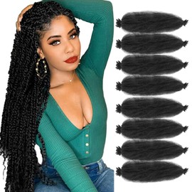 8 Packs Marley Twist Hair 18 Inch Pre-Separated Springy Afro Twist Hair Extension Afro Kinky Hair for Braiding Marley Kinky Braiding for Black Women (#1B, 18 Inch (Pack of 8))