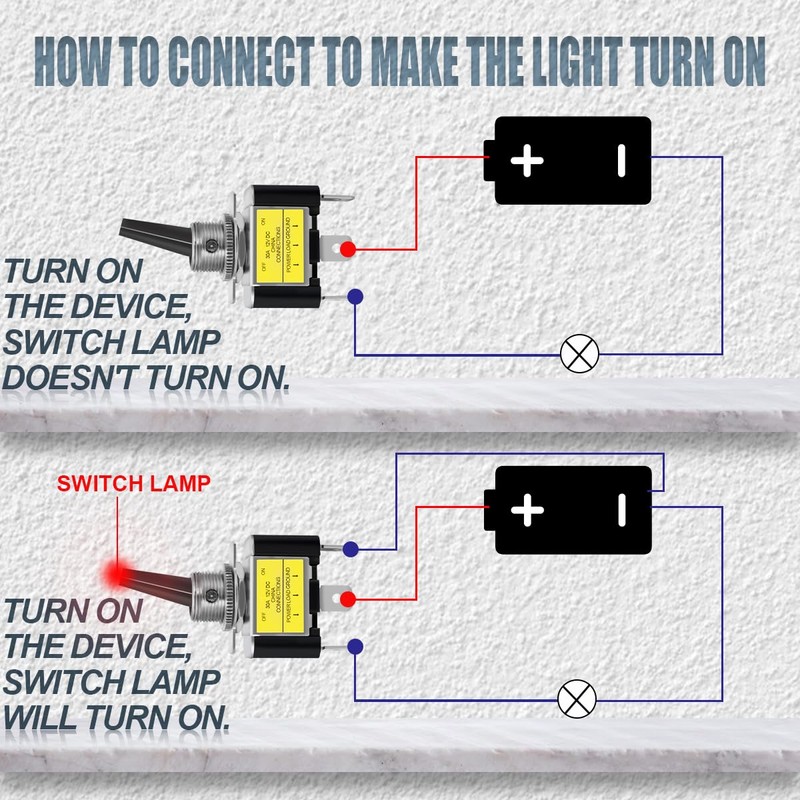 Innfeeltech 2 Pcs Rocker Lighted Toggle Switch, 12V 30A SPST