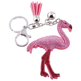 Cikonielf Elegant Pink Crystal Flamingo Keychain, Key Ring Charm Purse Bag Pendant, Keychain Handbag Decoration, Crafts