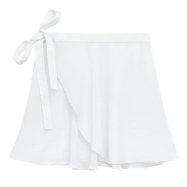 Durio Girls Ballet Skirt Chiffon Wrap Dance Skirt with Adjustable Ballerina Dance Clothes for Toddler Teens White X-Large