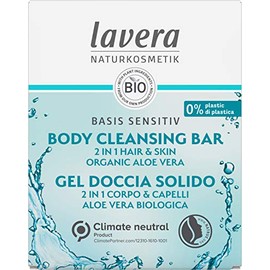 lavera solid shower 2 in 1 basis sensitiv Hydro Feeling - with organic aloe vera and plant keratin - cleans without drying out - 3x more productive than liquid shower gel - natural cosmetics - 50g