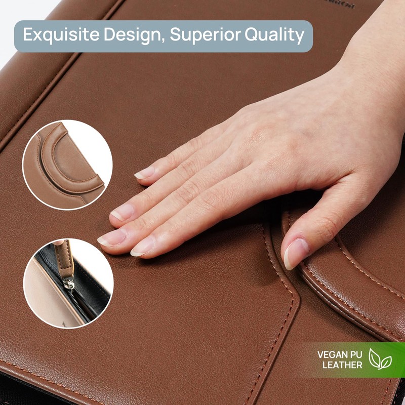 POPRUN Portfolio Binder with Zipper, Leather Padfolio Document Organizer with