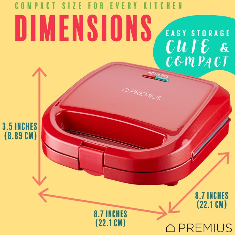 PREMIUS Ceramic NonStick Double Slice Sandwich Maker, Indicator Lights, Cool