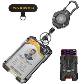 Oaridey Magnetic Badge Holder Extendable with 1 Piece Universal Patch, Durable Carabiner Key Ring, Tactical ID Badge Reel with Retractable 31 Inch Steel Cord, 10 oz