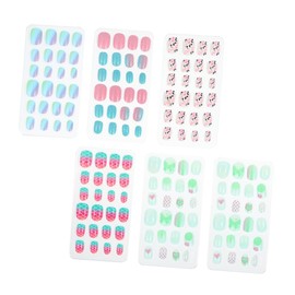 Healeved 6 Packs of Wearable Boys and Girls Nail Tips Diy False Nails for Nail Art Decor Sweet Fashionable Random Style