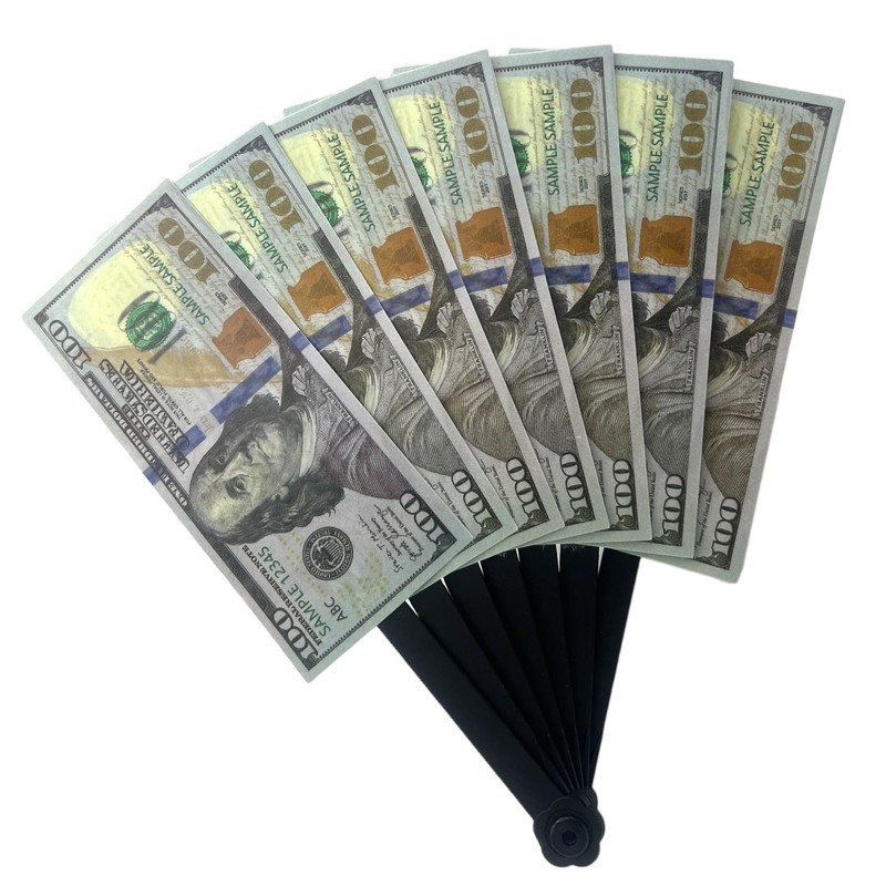 100 Dollar Note Design Folding Hand Fan - USA Souvenir