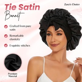 Silk Bonnet for Sleeping Women | Adjustable Satin Bonnet With Tie | Hair Bonnet with Scrunchie for Curly Hair