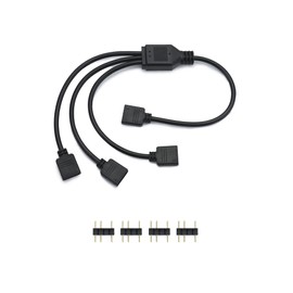 QWORK® 5V 3 Pin ARGB Splitter Cable Argb Splitter 1 Female to 3 Male 30cm for CPU Cooler and 5V ARGB Fan