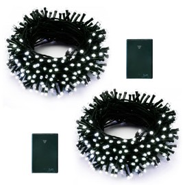 echosari 2 Pack Battery Operated Christmas String Lights, 13.2Ft 40 LED Green Wire Fairy String Lights, Waterproof Fairy Lights for Xmas Tree Wreaths Garden Wedding Party Decor (Cool White)