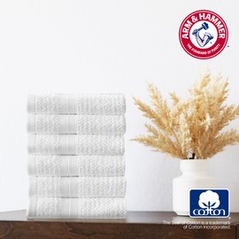 Arm & Hammer Quick Dry Washcloth Set, 6 Piece, Light Grey
