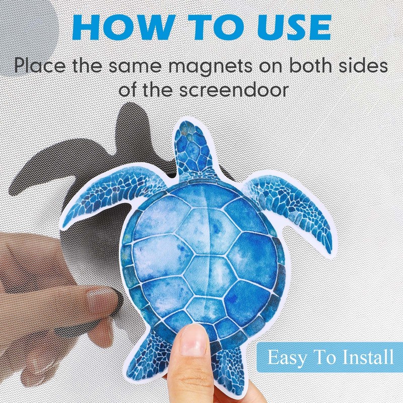 Pack of 12 Fly Screen Door Magnets Double-Sided Sea Turtle
