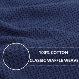 smiry Cotton Kitchen Dish Towels, 13" x 28", 4 Pack Waffle Weave Kitchen Towels, Ultra Soft Absorbent Quick Drying Dish Cloths, Navy