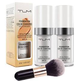 2 TLM Colour Changing Foundation, Adjusting Naked, UV SPF 15, 30 ml, Flawless Full Coverage Natural Color Moisturizing Pack of 2