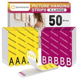 Picture Hanging Strips Heavy Duty,A+B Hook and Loop Picture Hangers,Removable Damage Free Hanging Poster Hangers,Adhesive Tape Wall Strips,White X-Large 25 Pairs(50 Strips)