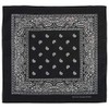 BLACK Bandana with WHITE square Paisley pattern ON BOTH SIDES