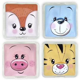 Hand Warmer Pocket Warmer Sets Reusable, Heat Pad for Cold Days and for Travel, Heat Bending Cushion with Great Designs (Set of 4 Animal Faces)