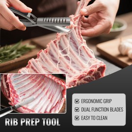 Rib Prep Tool,Rib Membrane Remover Tool,Stainless Steel Rib Membrane Remover Tool,Ergonomic Design for Effortless BBQ Rib Preparation(B-1)