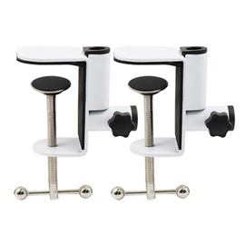 Jhanw Desk C-Clamps with 2 Pieces 1/2" Thread Hole, 2 Pack Adjustable Metal Clamps on Table Stand, White Desk Light Clamp Holder for Swing Arm Magnifying Desk Lamp Microphone Camera