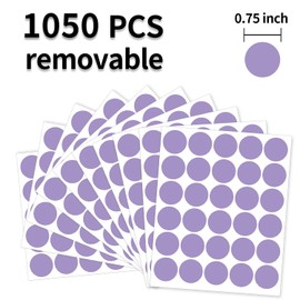 Yeachlaing 0.75 Inch Removable Color Code Dot Sticker Round Labels,Garage Sale Stickers Price Tags Label Blank Yard Sale Circle Dot Stickers(1050 Pack,Purple)