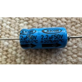 Xicon 5 - Xicon Corp 2.2uF Electrolytic Cap 50Vdc Sub Mini Blue Axial Leads Brand New