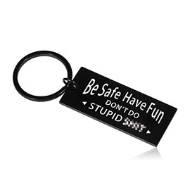 Funny Stocking Stuffer Birthday Gift for Teen Adult Son Daughter Kids Don't Do Stupid St Keychain from Mom Dad Valentines Day Graduation Christmas New Driver Gifts for Him Her Boy Girl Come of Age