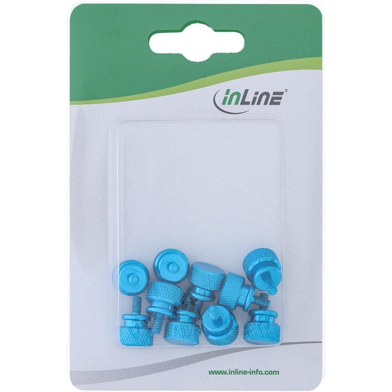 InLine® Rändelschrauben für Gehäuse, blau, 10er Pack