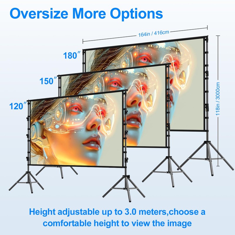 150 inch Outdoor Projector Screen with Stand,DUYIKJ Portable Heavy Duty