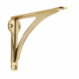 STYLENT Decor Decorative Brass Shelf Bracket, Heavy Duty and Antique Shelf Bracket for Shelving Modern L Shaped Design (Brass Polished, 4.5 Inches)