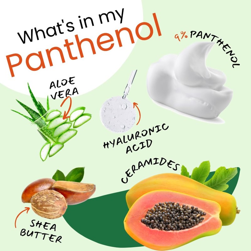 9% Panthenol Foam Spray, Vitamin B5 + Deep Moisturizing Hyaluronic