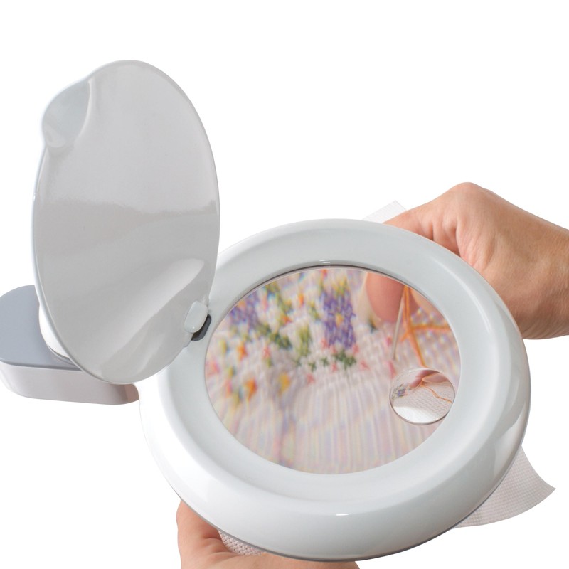 OttLite LED Space-Saving Magnifier Desk Lamp with Optical-Grade Magnification (White)