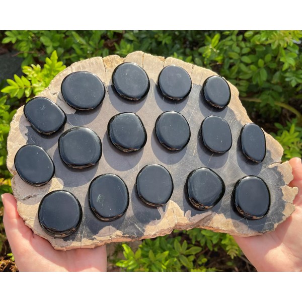 Black Obsidian Palm Stone MEDIUM (Smooth Polished Obsidian Worry Stone