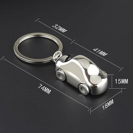 Freedale Silver 3D Car Auto Keyring Motor Car Key Chain - Vehicle Car Gifts - Novelty Chrome Metal Keychain - Key Ring Accessory for House or Car Keys (car 2)