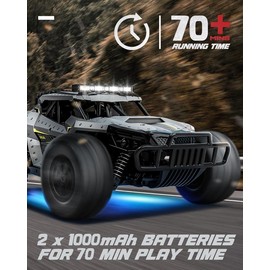 Tecnock Remote Control Car, 1:16 Scale 20 Km/h Fast Adult RC Car, 2.4GHz Off-road RC Truck Toys with LED Front Lights and Rechargeable Battery, Christmas Gift, Birthday Gift for Boys or Adults Aged 8-12 years old