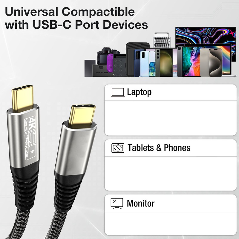 USB C to USB C Cable 20Gbps 240W Fast Charging