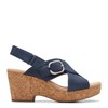 Clarks Collection Women's Giselle Dove Wedge Sandal, Navy Nubuck, 8.5