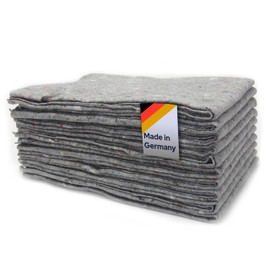Packing blankets, furniture packing blankets, approx. 300 g/m2, grey, 130 x 190 cm, made in Germany, durable moving blankets, furniture blankets, recycled material, transport blankets, all-purpose blankets.