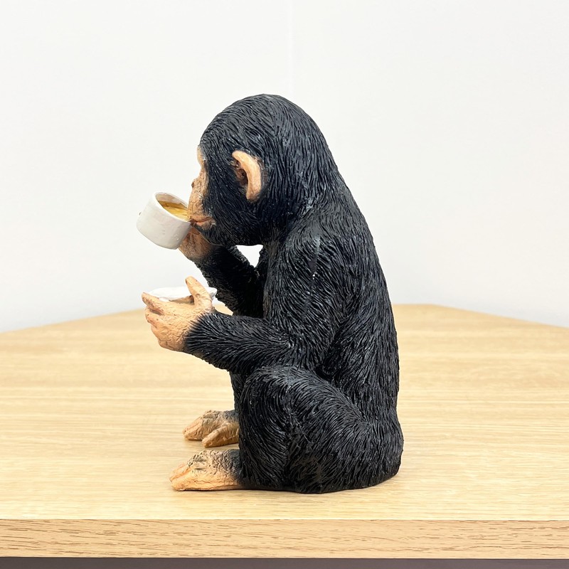 Alfie Francis 17.5cm Tall Cheeky Tea Drinking Monkey Ornament Figurine